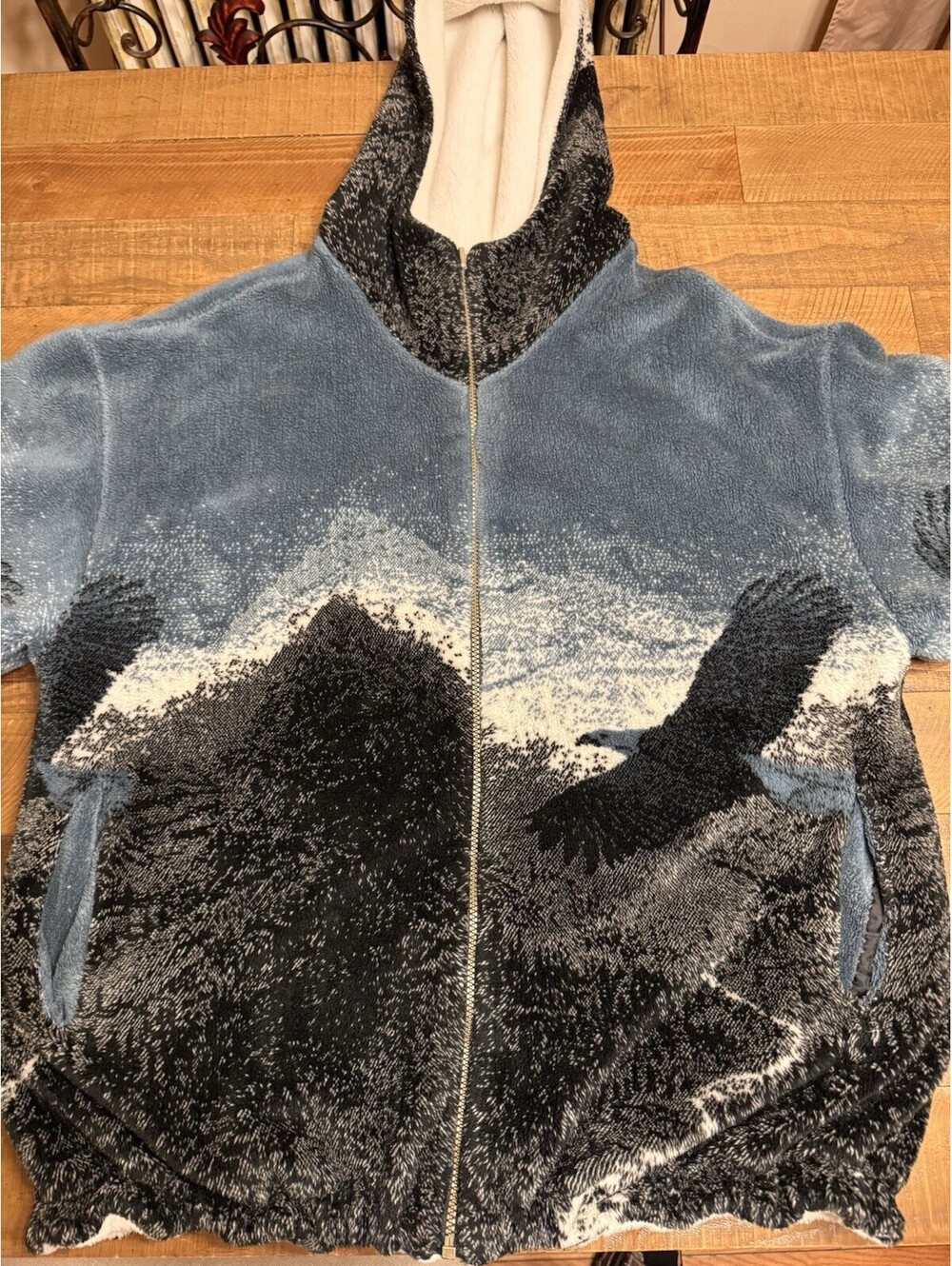 DENALI Heavy Fleece Reversible Jacket Eagle Print Size Large MADE IN USA